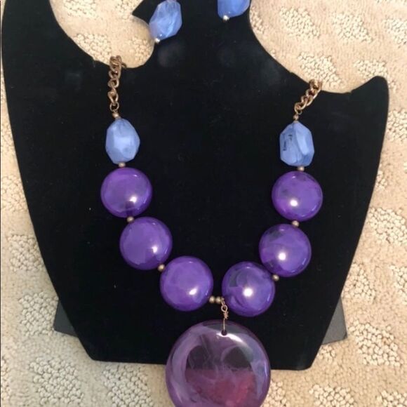 JEWELRY SET Purple Ombré Necklace & Earring Set NEW!! - Picture 1 of 1